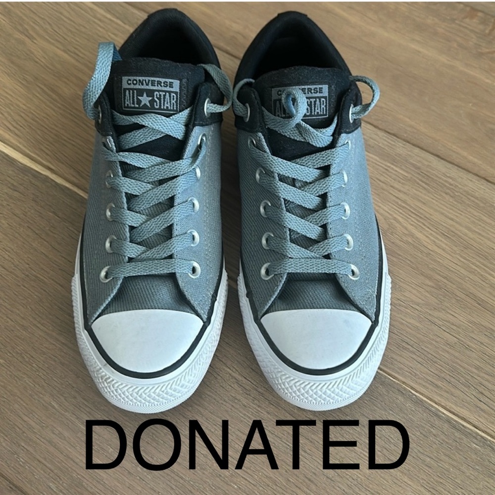Converse Chuck Taylor High Street Sneakers Grey & Black Canvas, Size 7, 9